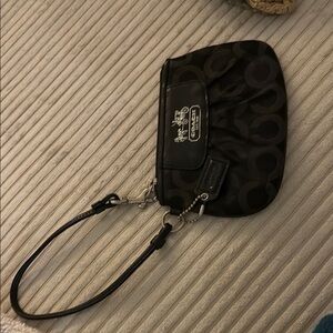 Coach Black and Silver Patterned Wristlet